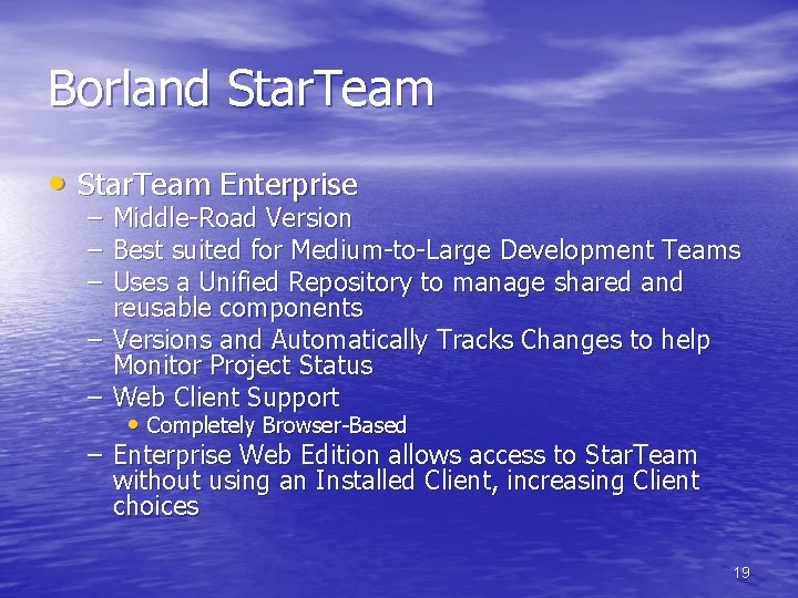 Borland Star. Team • Star. Team Enterprise – Middle-Road Version – Best suited for