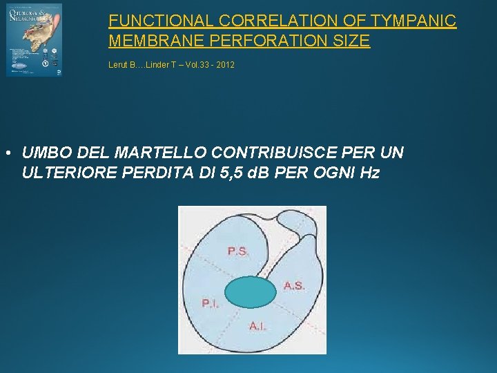 FUNCTIONAL CORRELATION OF TYMPANIC MEMBRANE PERFORATION SIZE Lerut B…. Linder T – Vol. 33