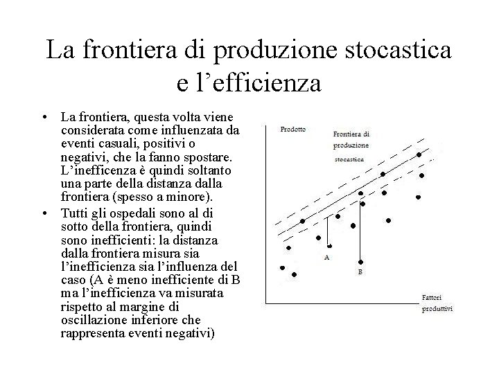 La frontiera di produzione stocastica e l’efficienza • La frontiera, questa volta viene considerata