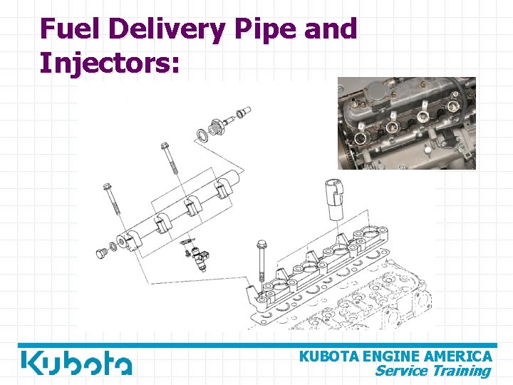 Fuel Delivery Pipe and Injectors: KUBOTA ENGINE AMERICA Service Training 