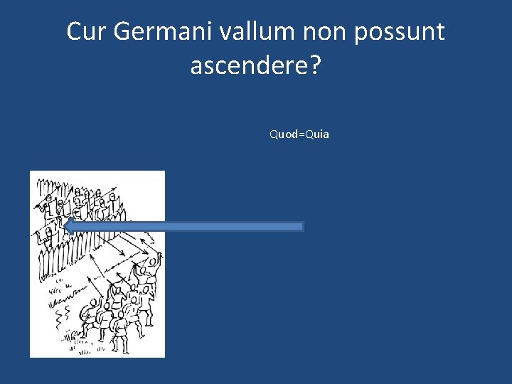 Cur Germani vallum non possunt ascendere? Quod=Quia 