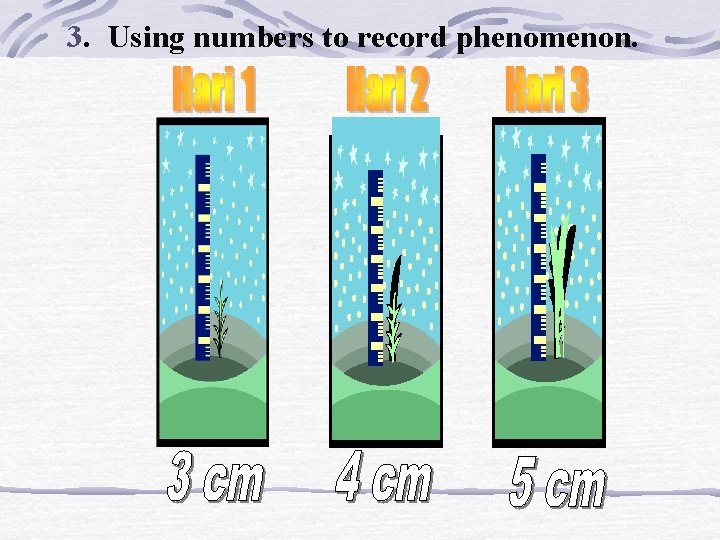 3. Using numbers to record phenomenon. 3. Using numbers to record phenomenon.