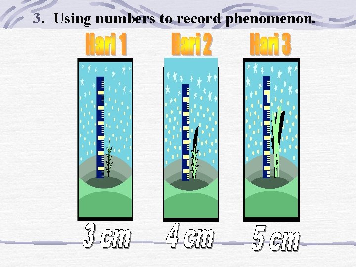 3. Using numbers to record phenomenon. 