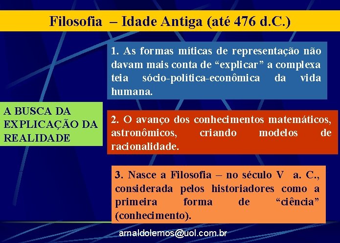 Filosofia – Idade Antiga (até 476 d. C. ) 1. As formas míticas de