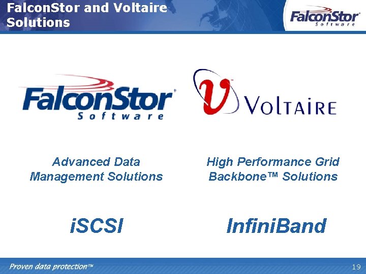 Falcon. Stor and Voltaire Solutions Advanced Data Management Solutions High Performance Grid Backbone™ Solutions