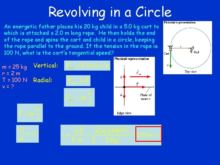 Revolving in a Circle An energetic father places his 20 kg child in a