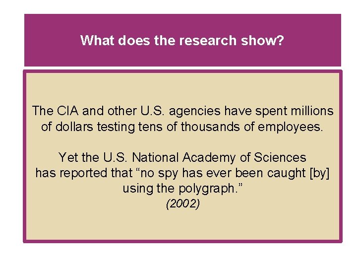 What does the research show? The CIA and other U. S. agencies have spent