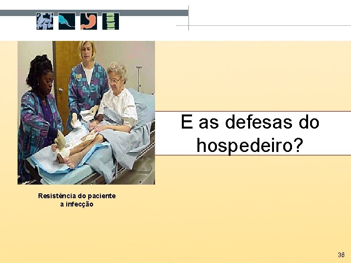 E as defesas do hospedeiro? Resistência do paciente a infecção 36 