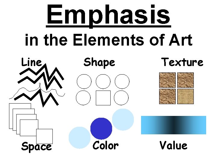Emphasis in the Elements of Art Line Space Shape Color Texture Value 