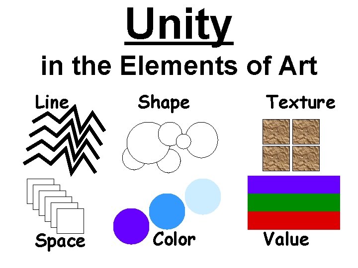 Unity in the Elements of Art Line Space Shape Color Texture Value 