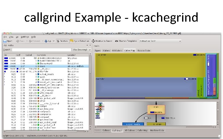 callgrind Example - kcachegrind 