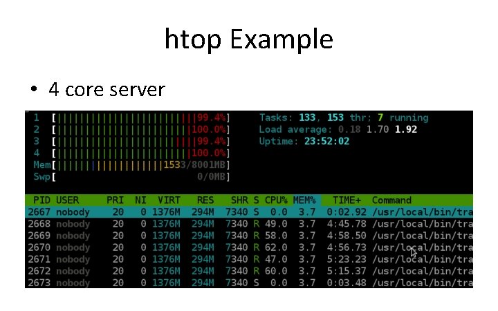 htop Example • 4 core server 