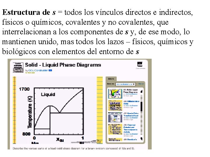 Estructura de s = todos los vínculos directos e indirectos, físicos o químicos, covalentes
