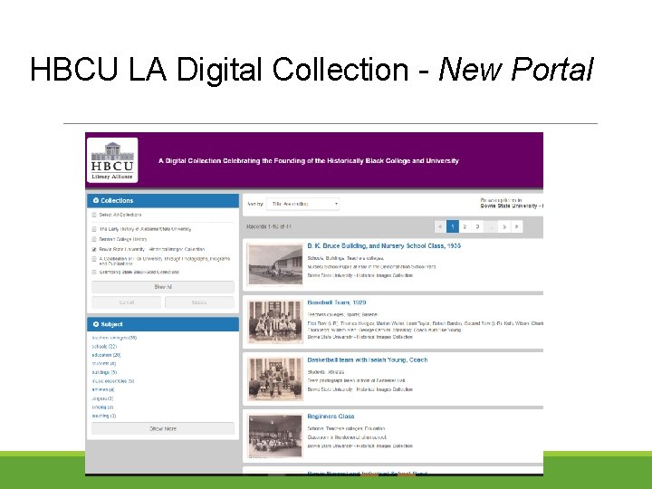 HBCU LA Digital Collection - New Portal 