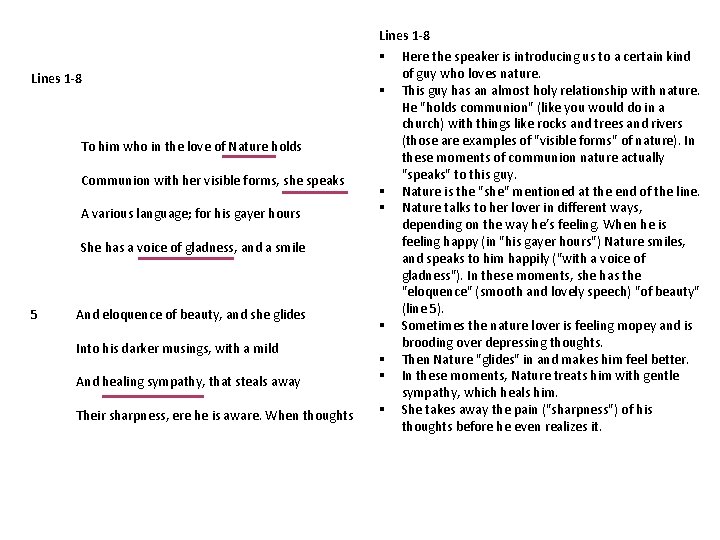 Lines 1 -8 § To him who in the love of Nature holds Communion