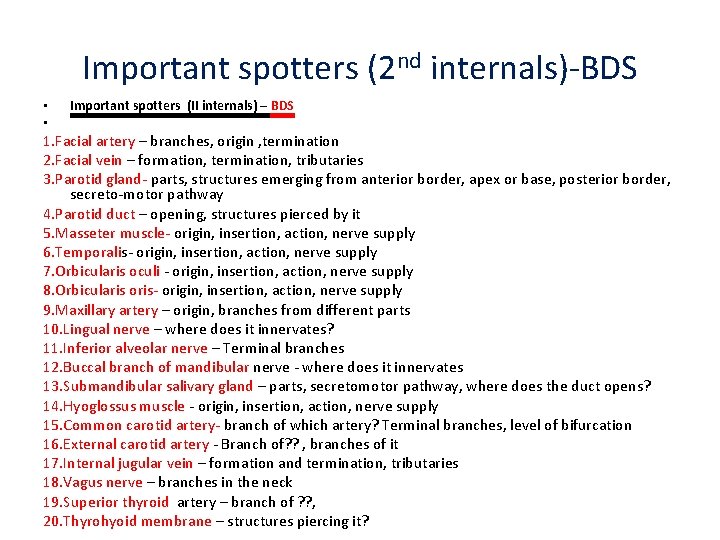 Important spotters (2 nd internals)-BDS • • Important spotters (II internals) – BDS 1.