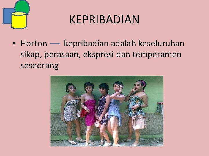 KEPRIBADIAN • Horton kepribadian adalah keseluruhan sikap, perasaan, ekspresi dan temperamen seseorang 