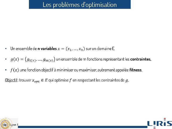 Les problèmes d’optimisation 