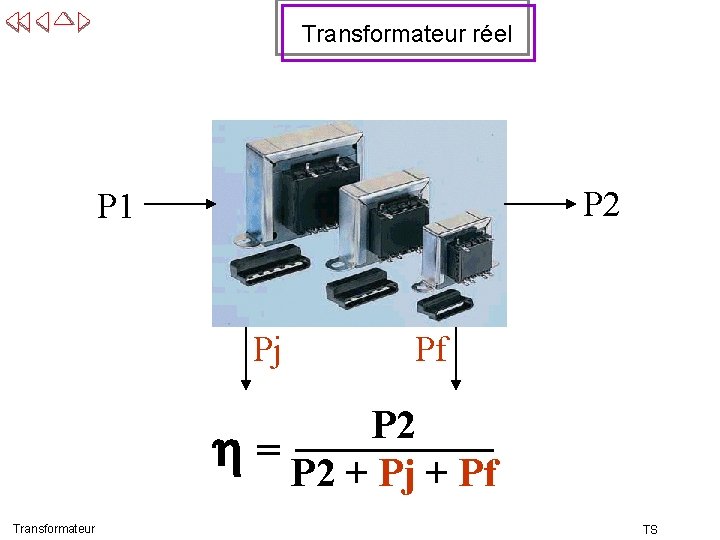 Transformateur réel P 2 P 1 Pj Pf P 2 = P 2 +