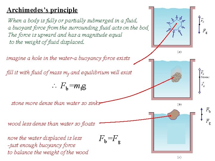Archimedes’s principle When a body is fully or partially submerged in a fluid, a Archimedes’s principle When a body is fully or partially submerged in a fluid, a
