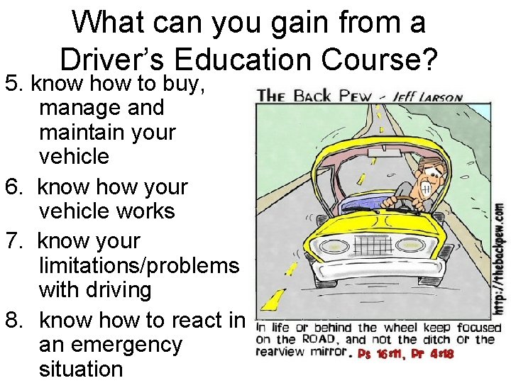 What can you gain from a Driver’s Education Course? 5. know how to buy,