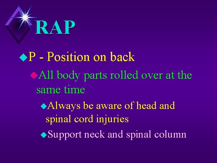 RAP u. P - Position on back u. All body parts rolled over at