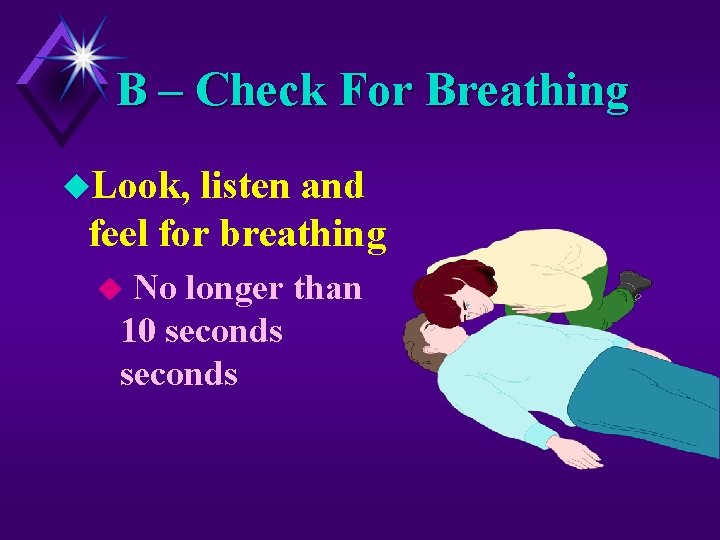 B – Check For Breathing u. Look, listen and feel for breathing No longer