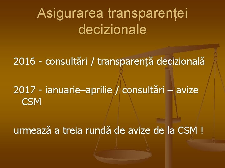 Asigurarea transparenței decizionale 2016 - consultări / transparență decizională 2017 - ianuarie–aprilie / consultări