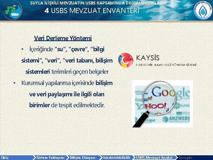 SUYLA İLİŞKİLİ MEVZUATIN USBS KAPSAMINDA DEĞERLENDİRİLMESİ 4 USBS MEVZUAT ENVANTERİ Veri Derleme Yöntemi •