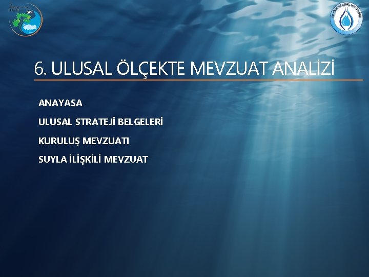 6. ULUSAL ÖLÇEKTE MEVZUAT ANALİZİ ANAYASA ULUSAL STRATEJİ BELGELERİ KURULUŞ MEVZUATI SUYLA İLİŞKİLİ MEVZUAT