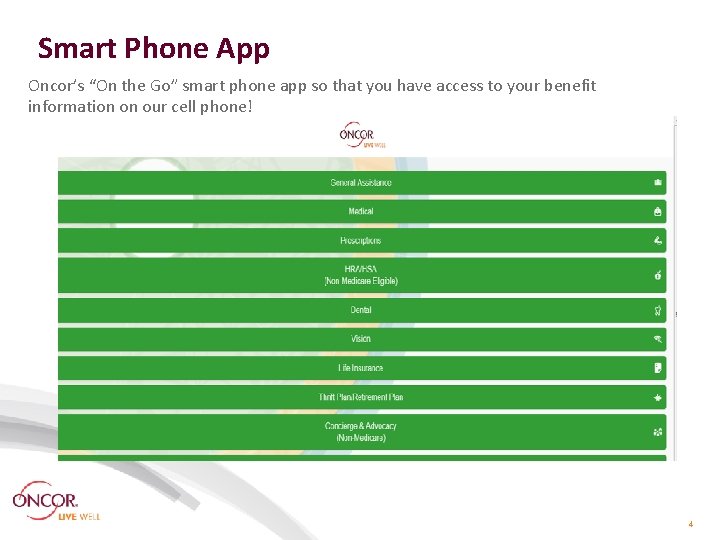 Smart Phone App Oncor’s “On the Go” smart phone app so that you have