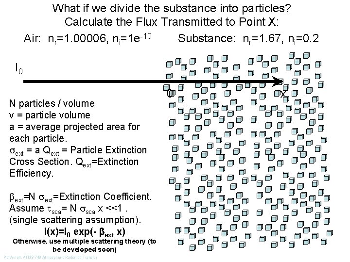 What if we divide the substance into particles? Calculate the Flux Transmitted to Point