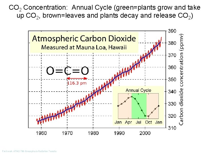 CO 2 Concentration: Annual Cycle (green=plants grow and take up CO 2, brown=leaves and