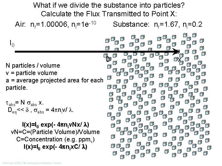 What if we divide the substance into particles? Calculate the Flux Transmitted to Point