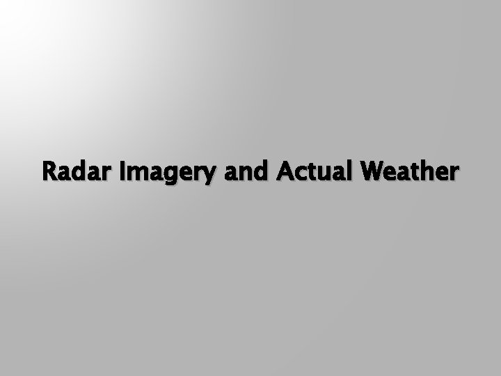 Radar Imagery and Actual Weather 