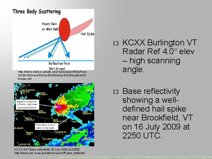 � KCXX Burlington VT Radar Ref 4. 0° elev – high scanning angle. �