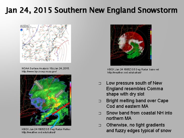 Jan 24, 2015 Southern New England Snowstorm NOAA Surface Analysis 18 z Jan 24,