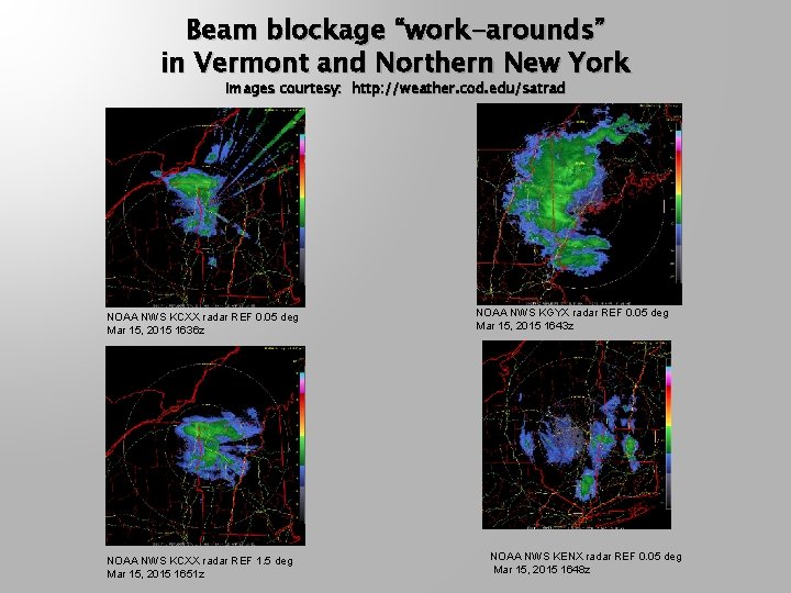 Beam blockage “work-arounds” in Vermont and Northern New York Images courtesy: http: //weather. cod.