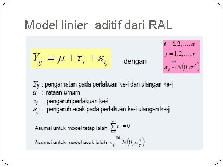 Model linier aditif dari RAL 