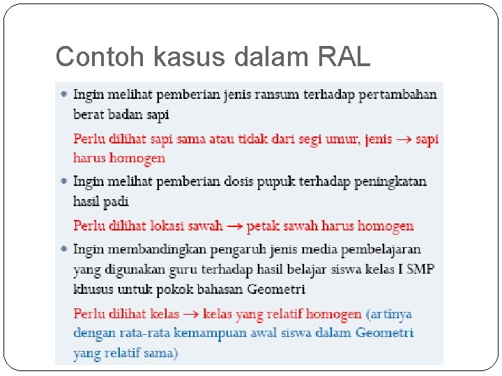 Contoh kasus dalam RAL 