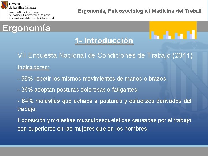 Ergonomia, Psicosociologia i Medicina del Treball Ergonomía 1 - Introducción VII Encuesta Nacional de