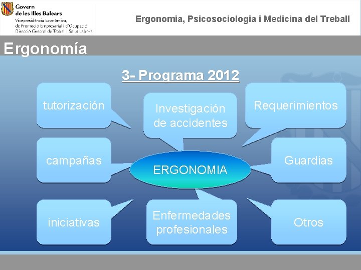 Ergonomia, Psicosociologia i Medicina del Treball Ergonomía 3 - Programa 2012 tutorización campañas iniciativas