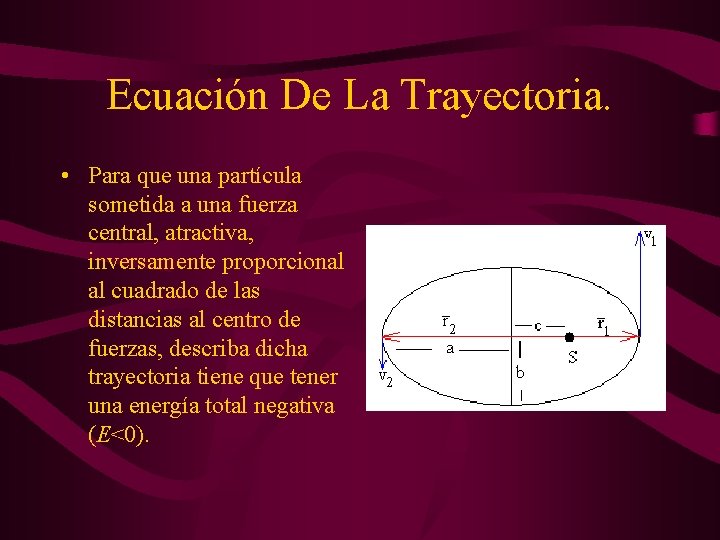 Ecuación De La Trayectoria. • Para que una partícula sometida a una fuerza central,