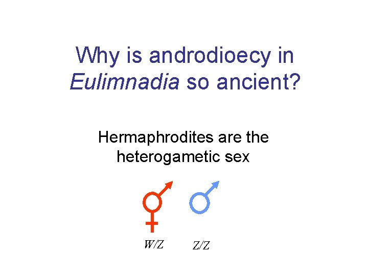 Why is androdioecy in Eulimnadia so ancient? Hermaphrodites are the heterogametic sex W/Z Z/Z
