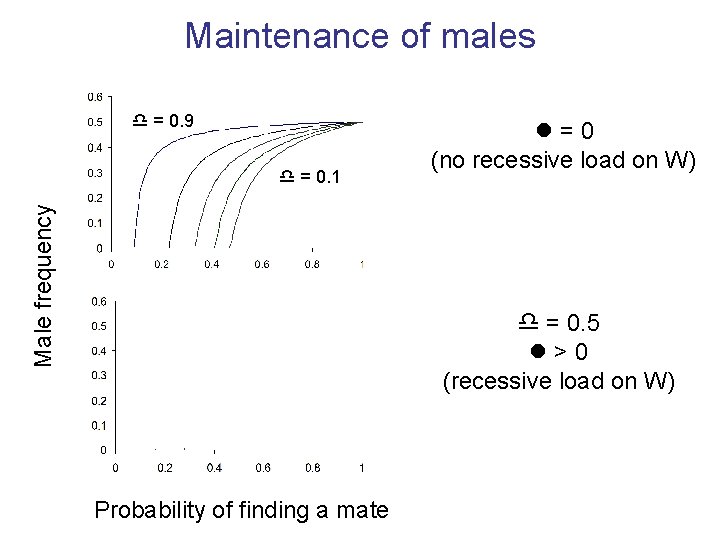 Maintenance of males 0. 9 ==0. 9 Male frequency = 0. 1 = 0.