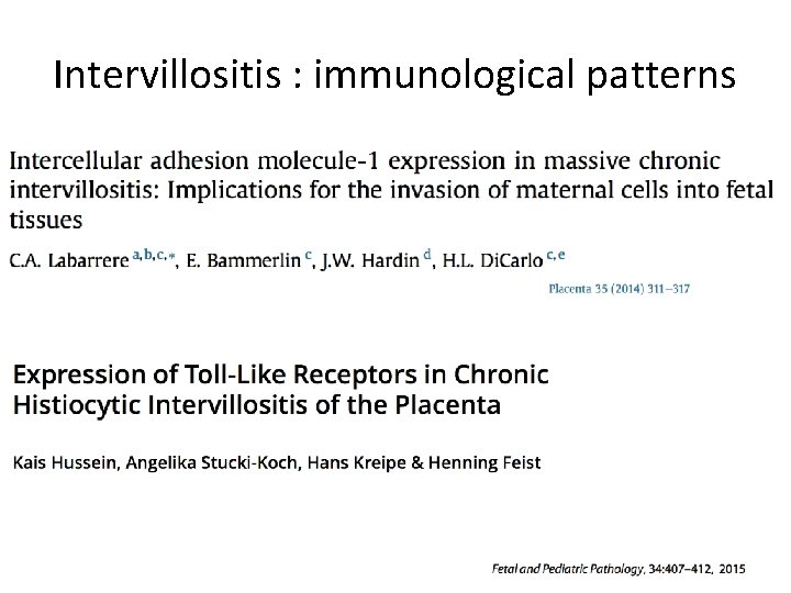 Intervillositis : immunological patterns 