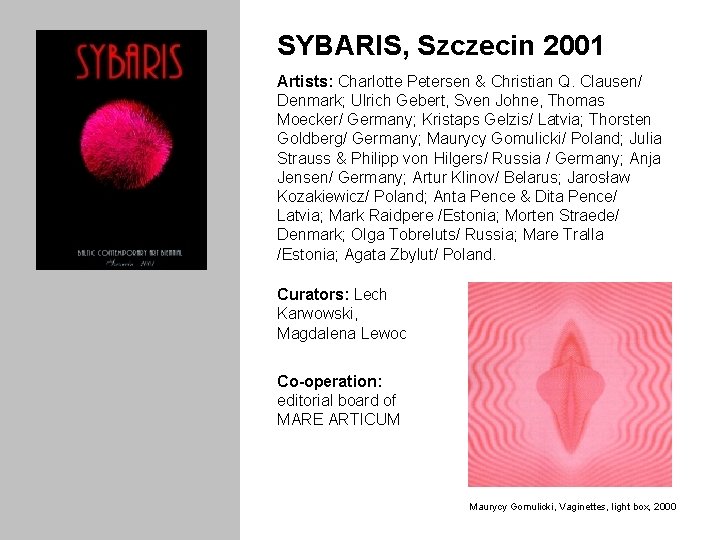 SYBARIS, Szczecin 2001 Artists: Charlotte Petersen & Christian Q. Clausen/ Denmark; Ulrich Gebert, Sven