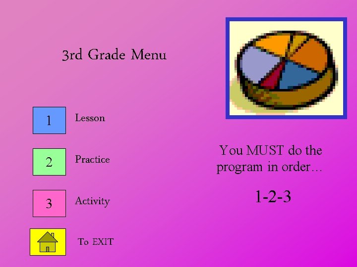 3 rd Grade Menu 1 Lesson 2 Practice 3 Activity To EXIT You MUST