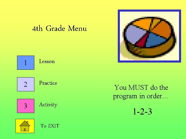 4 th Grade Menu 1 Lesson 2 Practice 3 Activity To EXIT You MUST