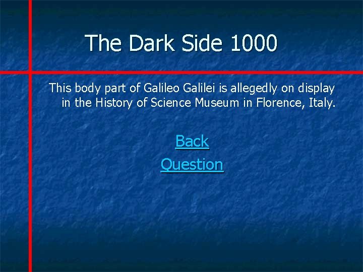The Dark Side 1000 This body part of Galileo Galilei is allegedly on display